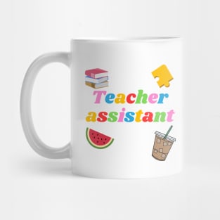 Teacher assistant, books, puzzle, watermelon, coffee Mug